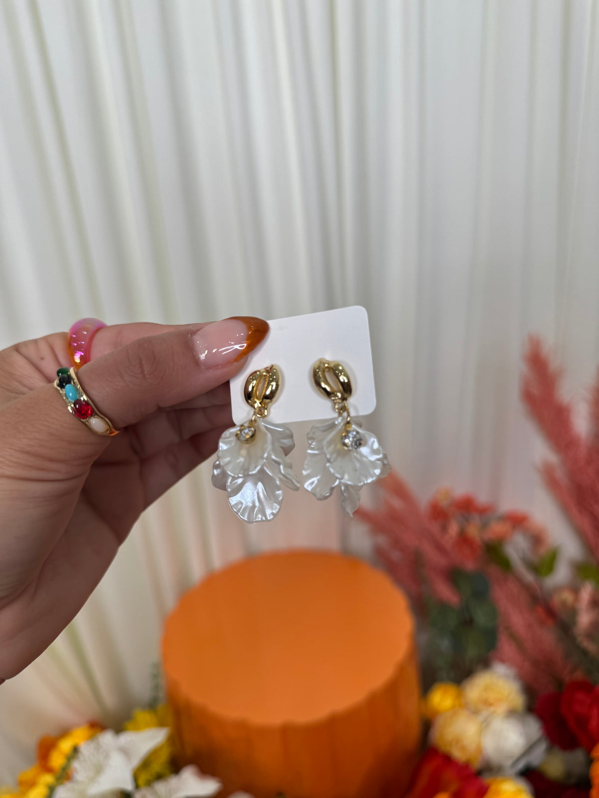WHITE MARBLE EARRINGS