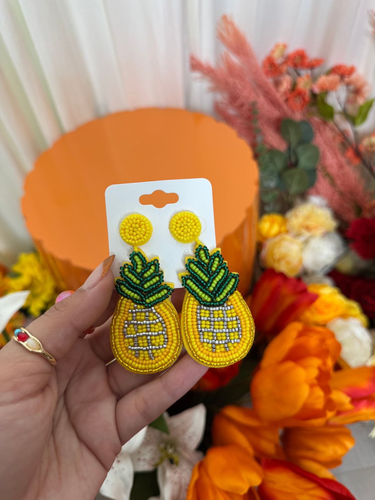 BEADED PINEAPPLE EARRINGS