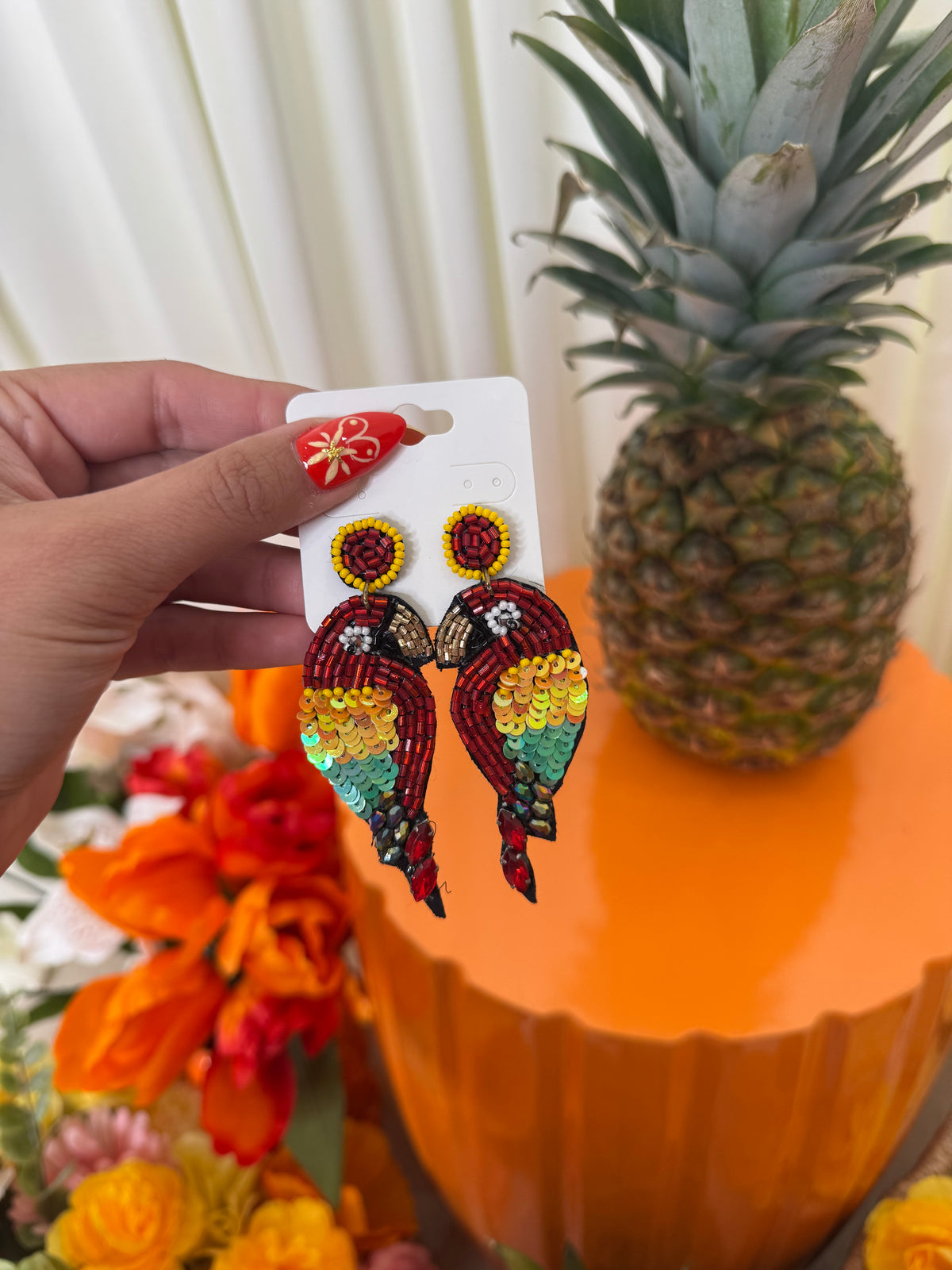 PARROT BEADED EARRINGS