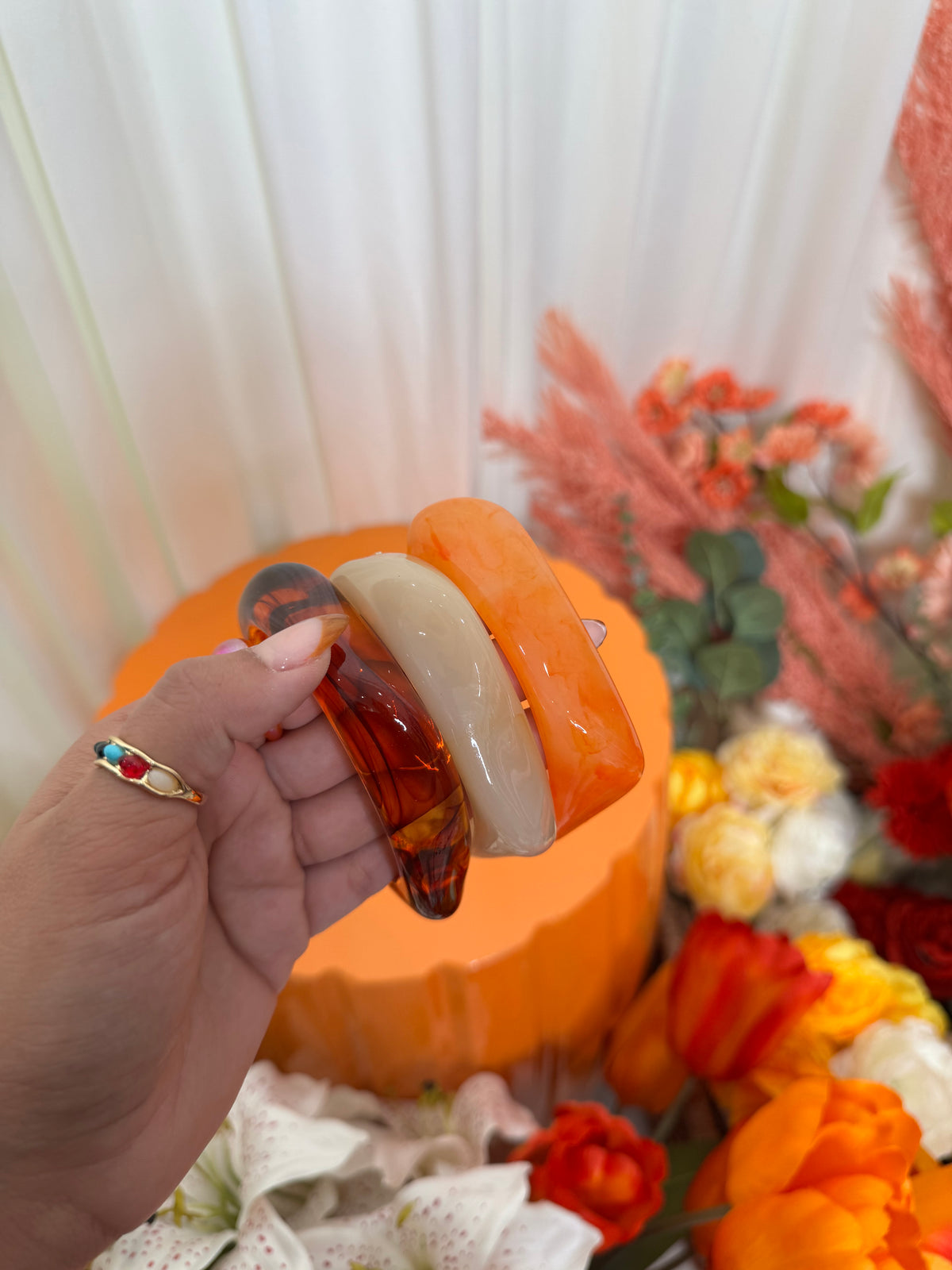 3 PC ORANGE BANGLE SET