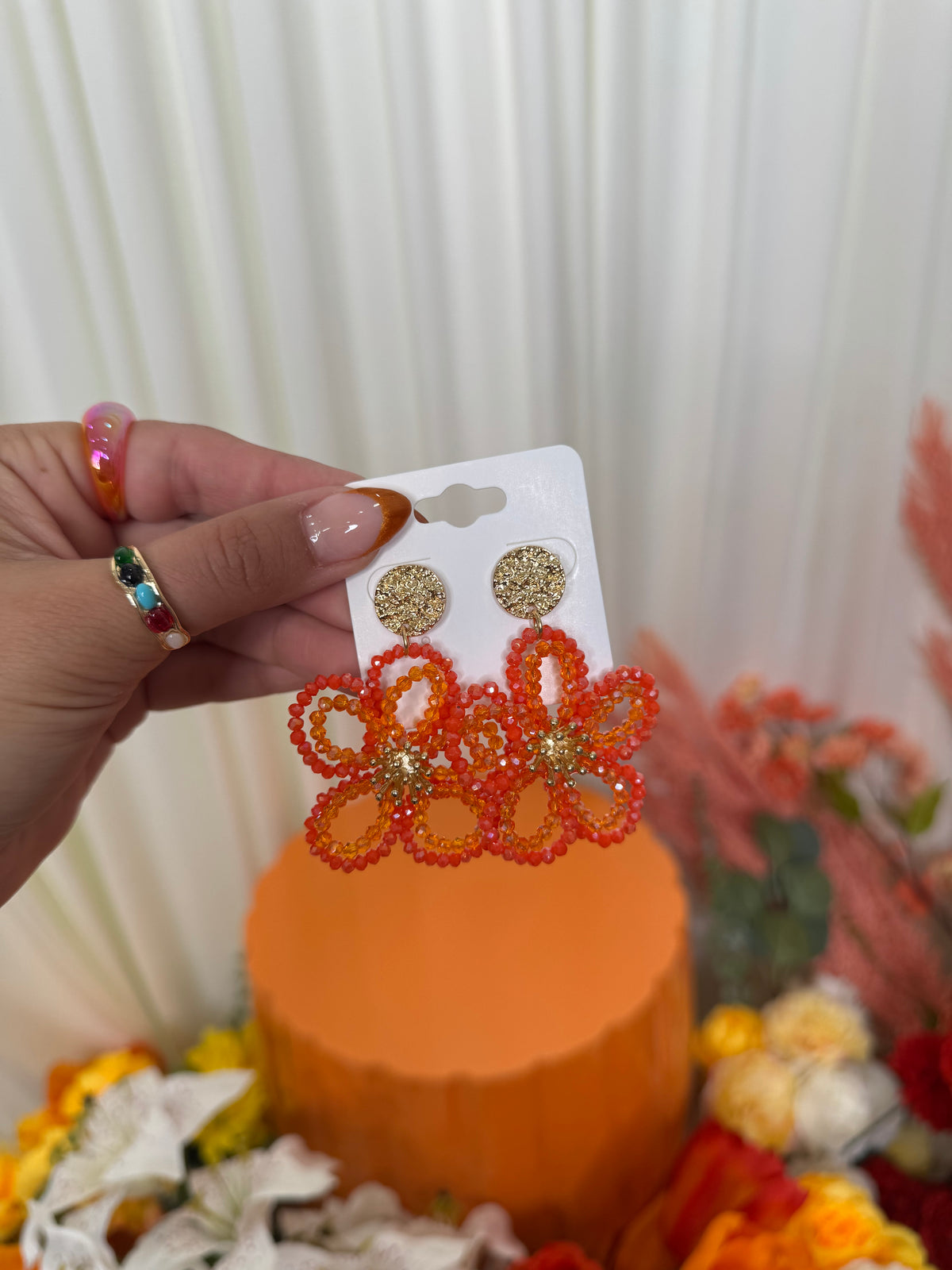 BEADED ORANGE FLOWER