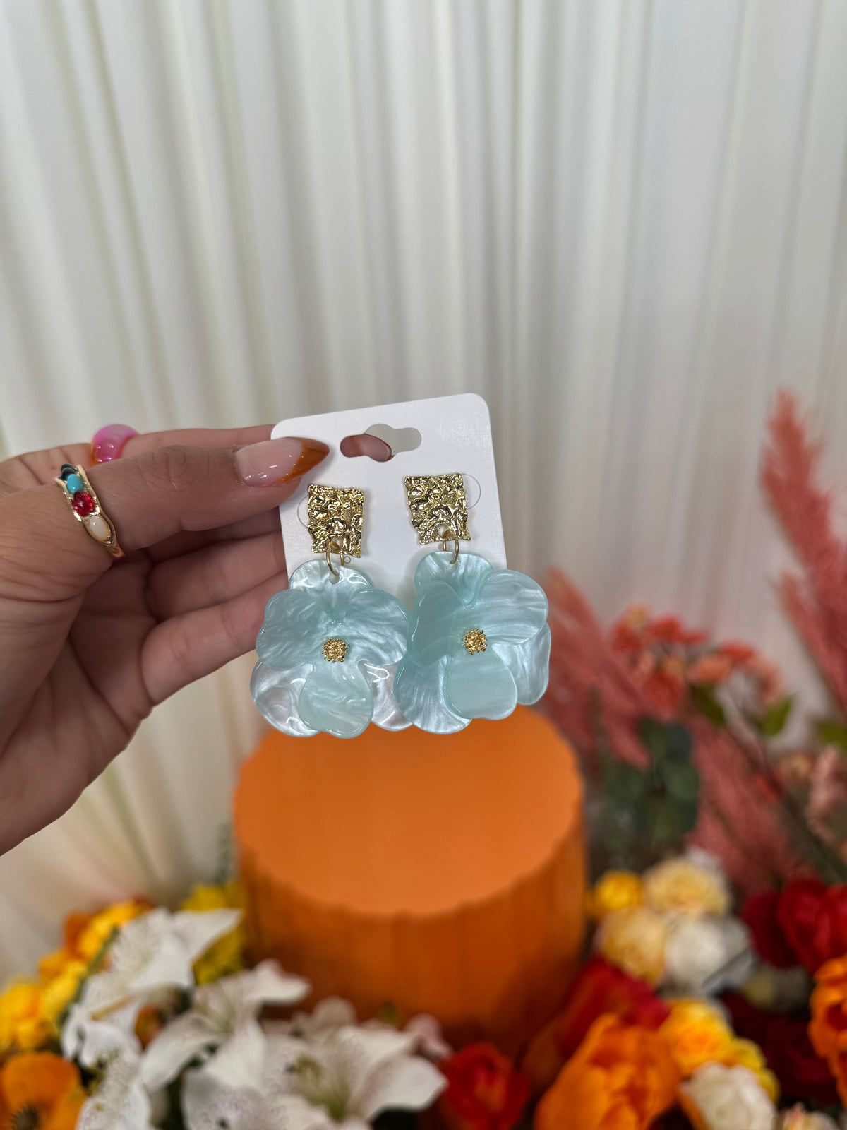 BLUE FLOWER EARRINGS