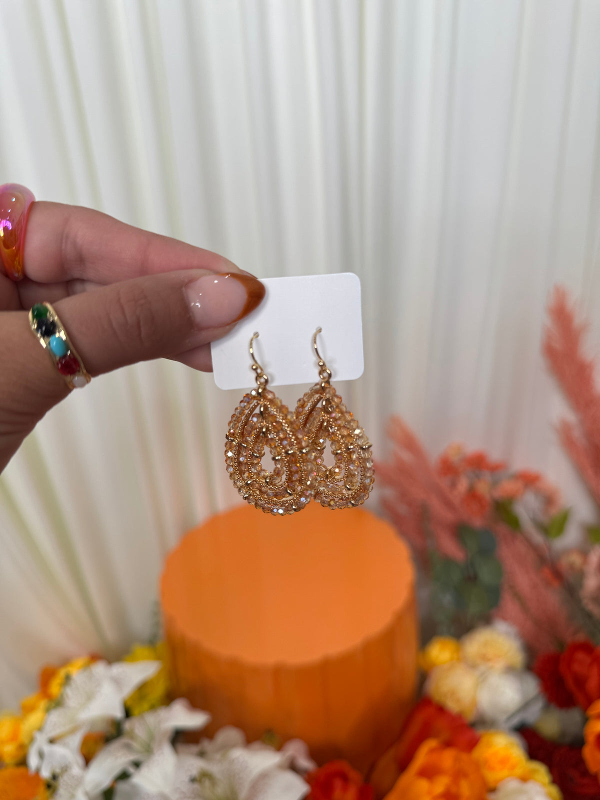 BROWN BEADED EARRINGS