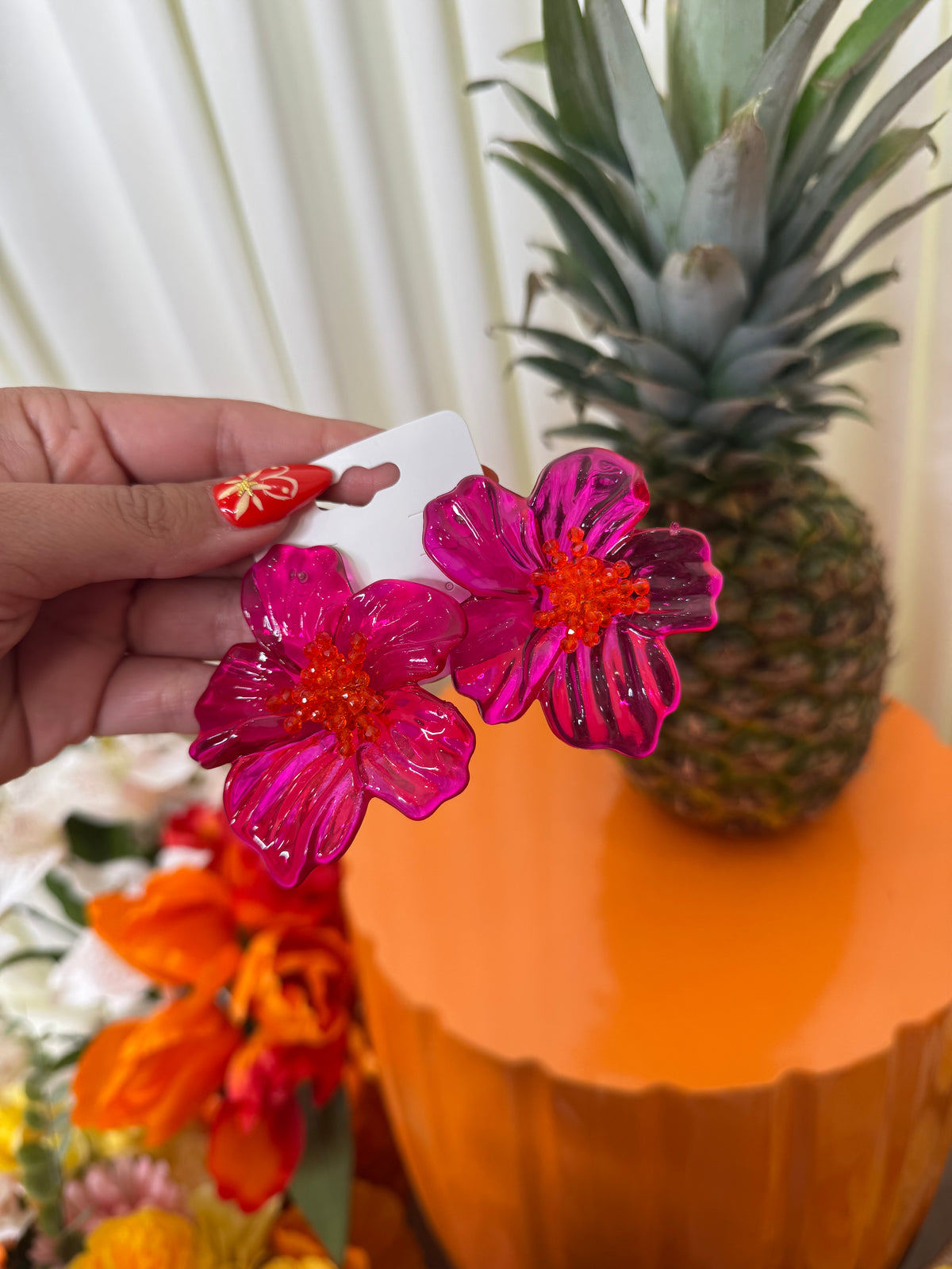 BIG FLOWER EARRING (PINK)