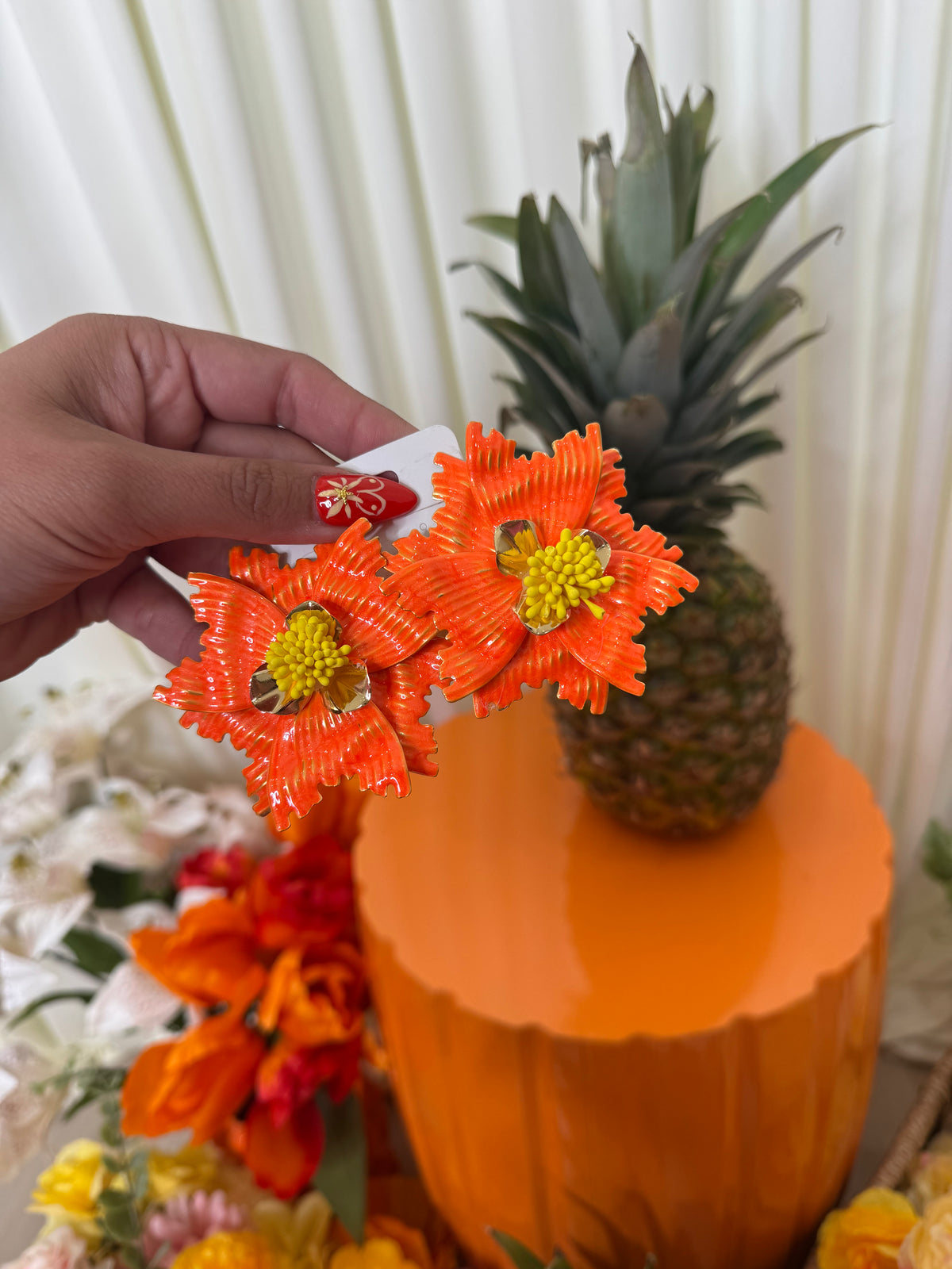 BIG FLOWER EARRING (ORANGE)