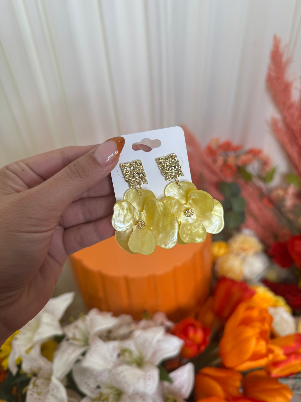 YELLOW FLOWER EARRINGS